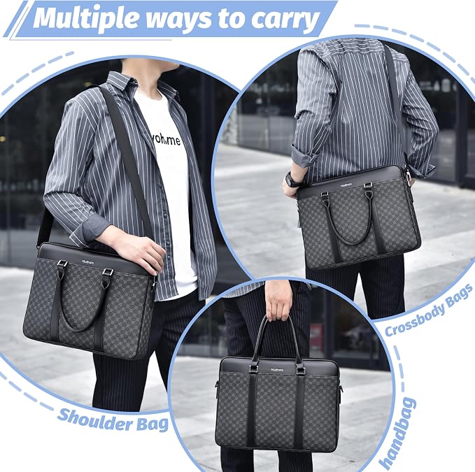 FSD. WG Business Bag Leather Messenger Bag Water Resistant Business Travel Briefcase Handbag Briefcase for Men