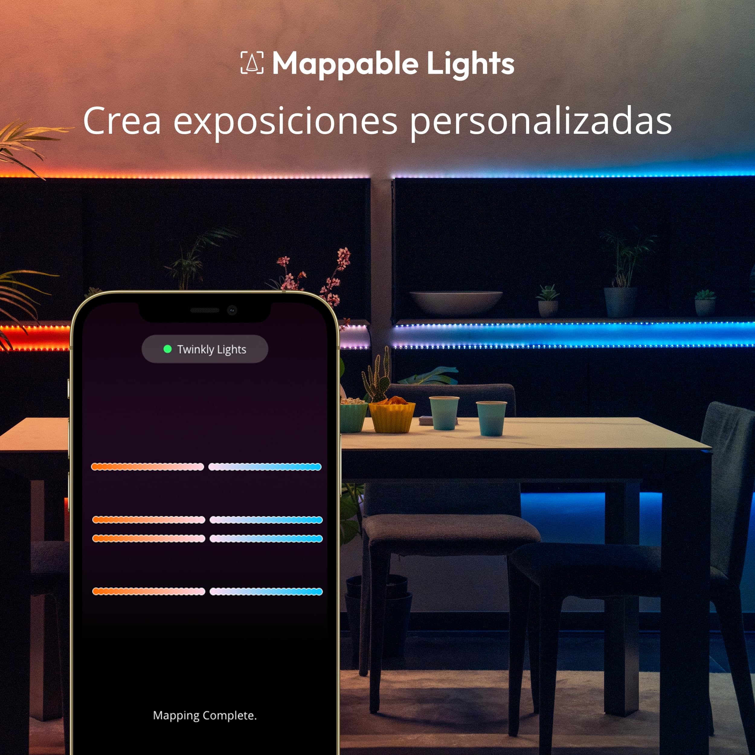 Twinkly Line Kit - Tiras de Luces LED RGB, Autoadhesivas + Magnéticas - Decoración de Interiores - Control por App - Blanco, 1,5 m