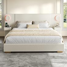 VilroCaz King Size Upholstered Platform Bed with Large Ultra Headboard