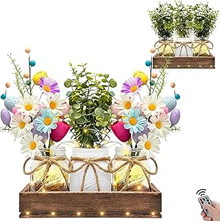 Mason Jar Centerpiece Table Decor for Dining Room - Easter Decorations f...