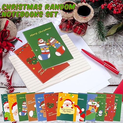 Miniatura 5 de Zonon Mini cuaderno de Navidad, mini bloc de notas de Navidad, cuaderno de bolsillo con temática de Navidad, muñeco de nieve, Papá Noel, cuaderno