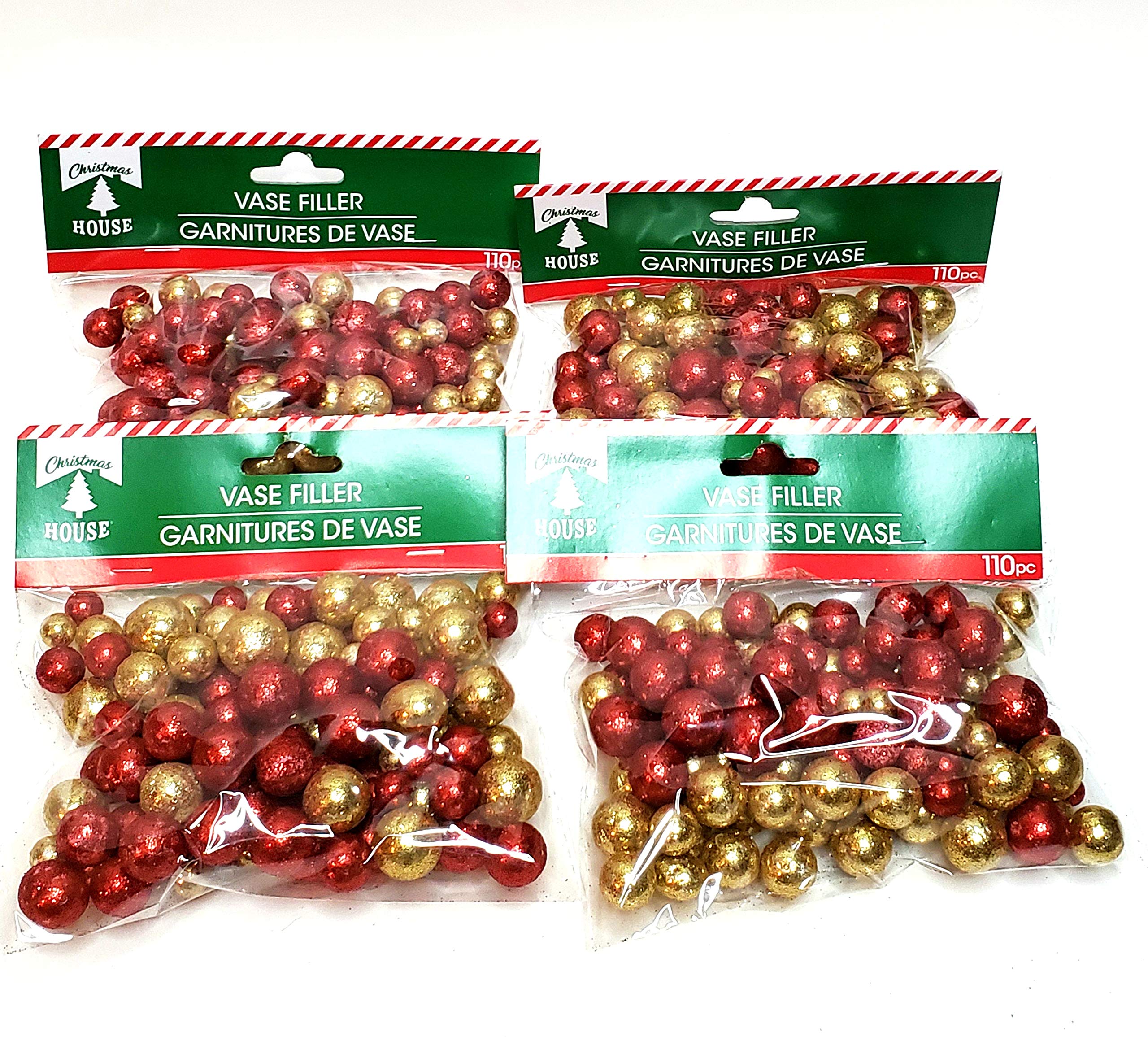 Bolsas de relleno para jarrón vacíos, solucione la falta de color con adornos rojo y dorado navideño