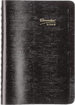 Brownline 2026 Essential Daily Planner, Appointment Book, 12 Months, January to December, Twin-Wire Binding, 8" x 5", Black CB800.BLK-26