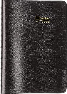Brownline® 2026 Essential Daily Planner, Appointment Book, 12 Months, January to December, Twin-Wire Binding, 8" x 5", Black (CB800.BLK-26)