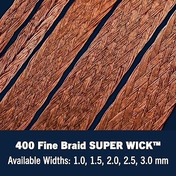 MG Chemicals 426 Desoldering Braid #4 Fine Braid Super Wick with RMA Flux, 5' Length x 0.1 Width, Blue