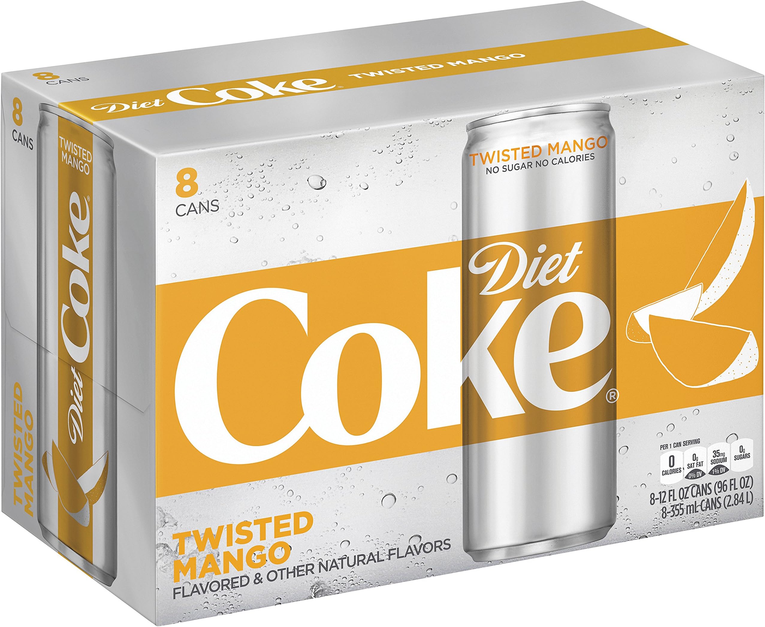 Diet Coke Sleek Can, Twisted Mango, 12 Fluid Ounce (Pack of 8)