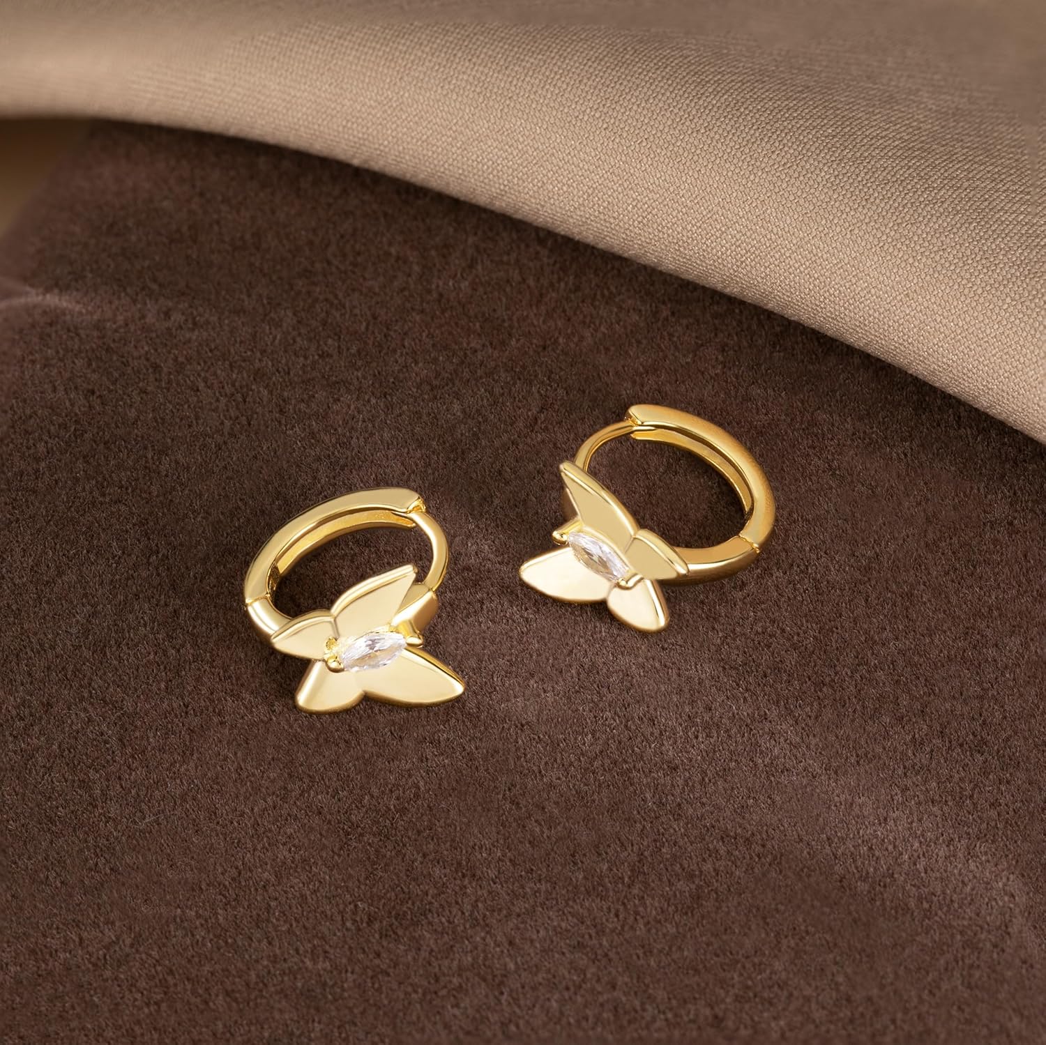 SLUYNZ Solid 925 Sterling Silver CZ Butterfly Earrings Hoop for Women Teens Butterfly Hoop Earrings Huggie - Image 6