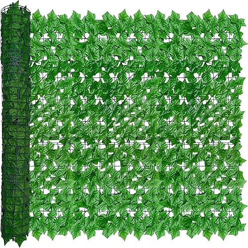 Miniatura 30 de Pantalla de Pared de Valla de Privacidad de Hiedra Artificial, 40 x 120 pulgadas, anti rayos UV, telón de fondo de vegetación falsa de hiedra, setos