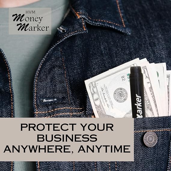 HVM Counterfeit Money Detector Pen (2 Counterfeit Pens) - Money Marker Bill Detector Pen with Upgraded Chisel Tip - Detect Fake Bills, Universal False Currency Checker Pack