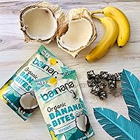 Vista 6 de Barnana - Bocaditos de plátano de coco masticables orgánicos, golosina deshidratada saludable, aperitivo de plátano y coco masticable, hecho
