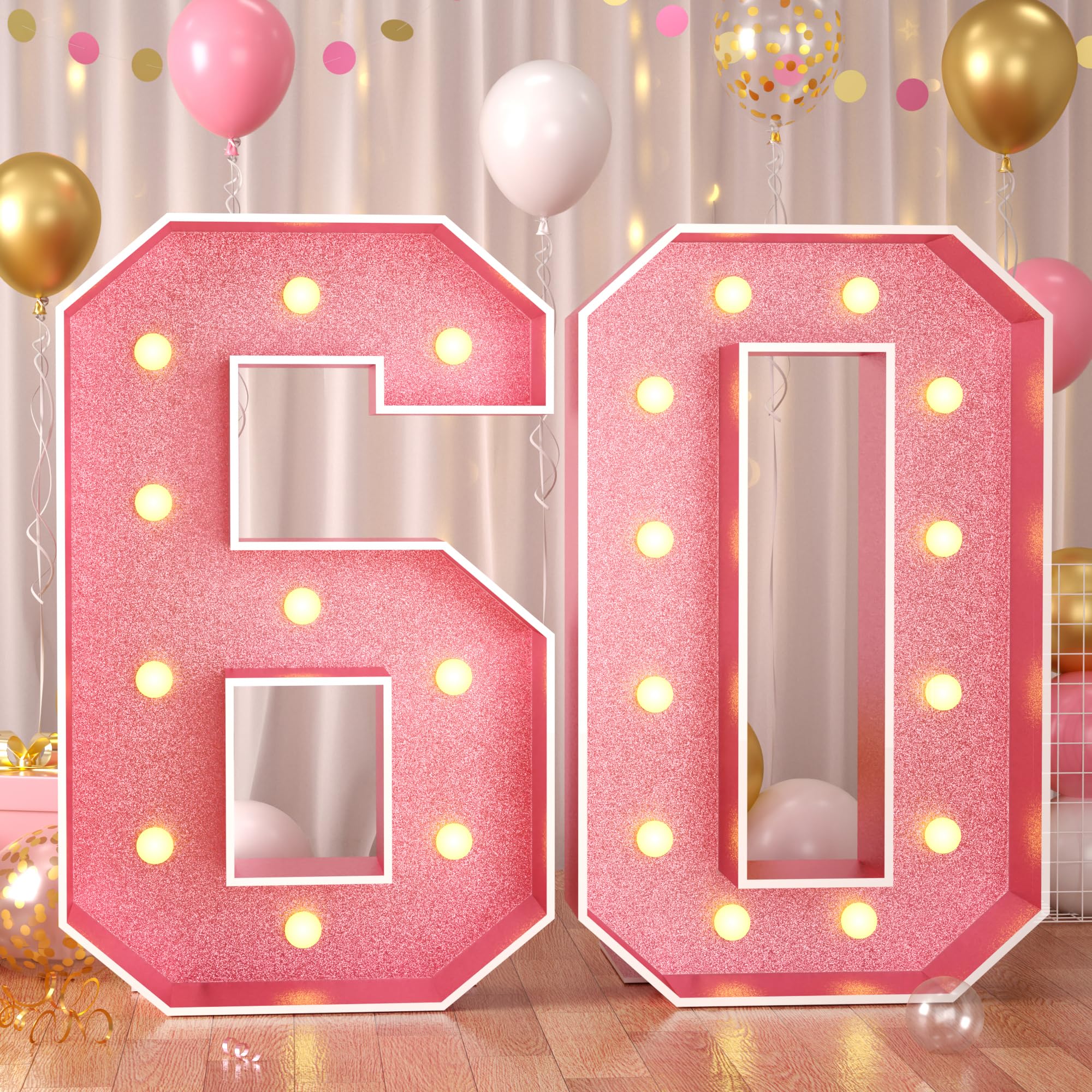 Amazon com: Paready 4FT Marquee 60 Numbers Rose Gold Light Up Numbers
