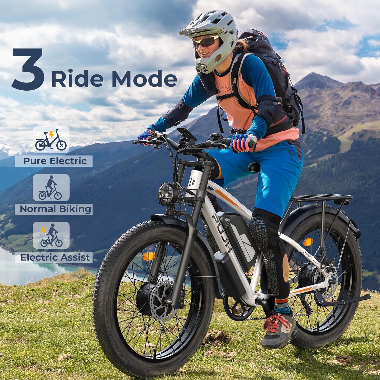 6000W/5000W Electric Bike Adults, Dual Motor 60V 20Ah, Max Speed 45 MPH up to100 Mile Range,26" Fat Tire Off-Road Class 3 Mountain E- Bike for Men Women