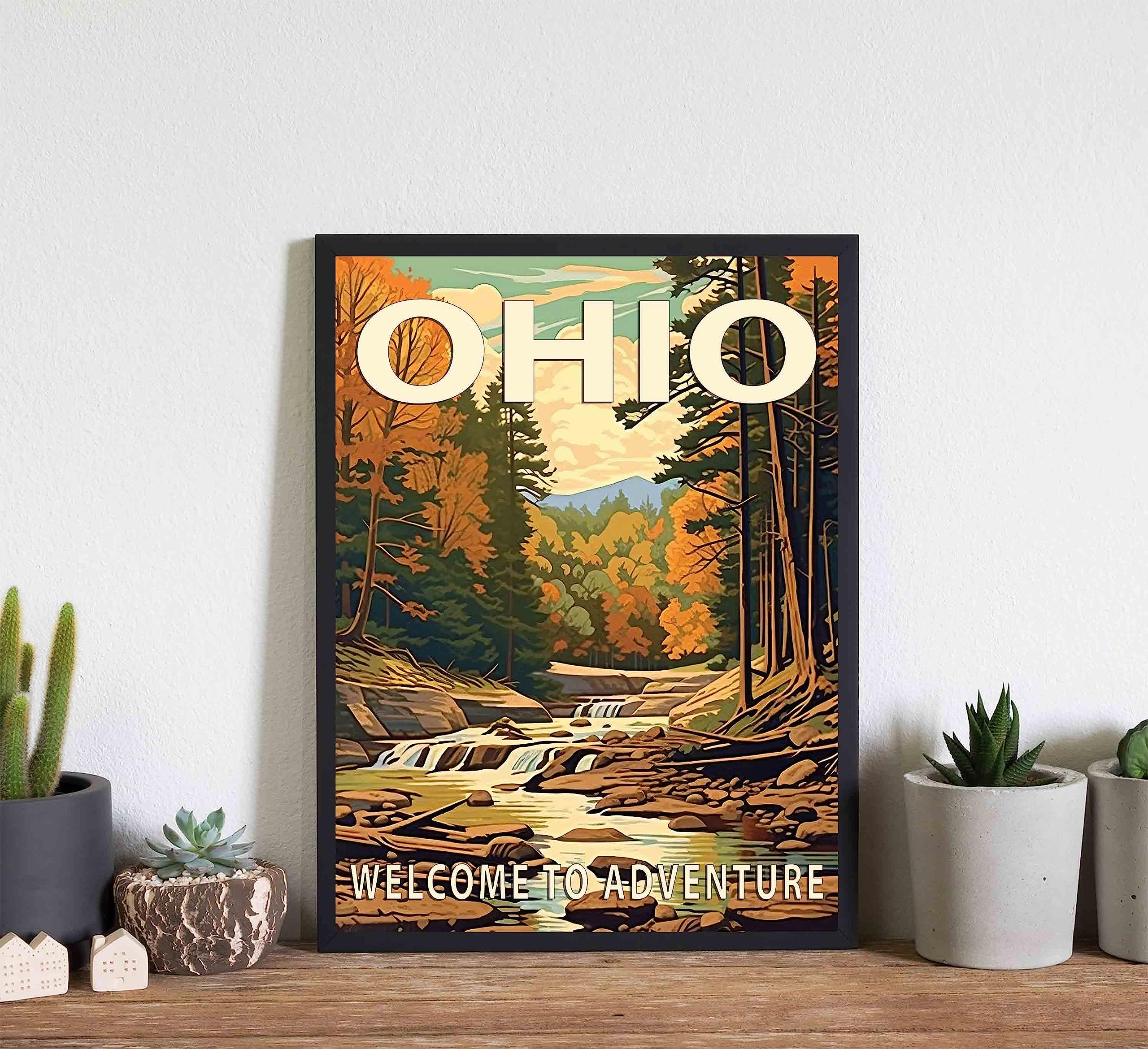 Amazon.com: Ohio Poster Art Print, Retro States Landscape Wall art