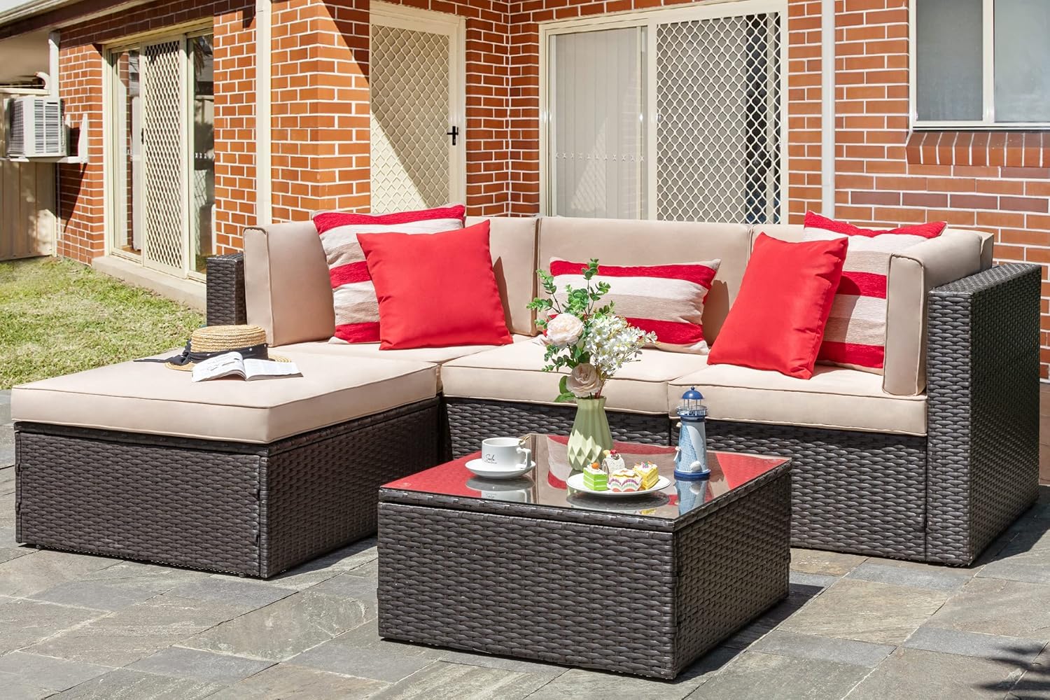 Vongrasig 5 Piece Patio Furniture Sets