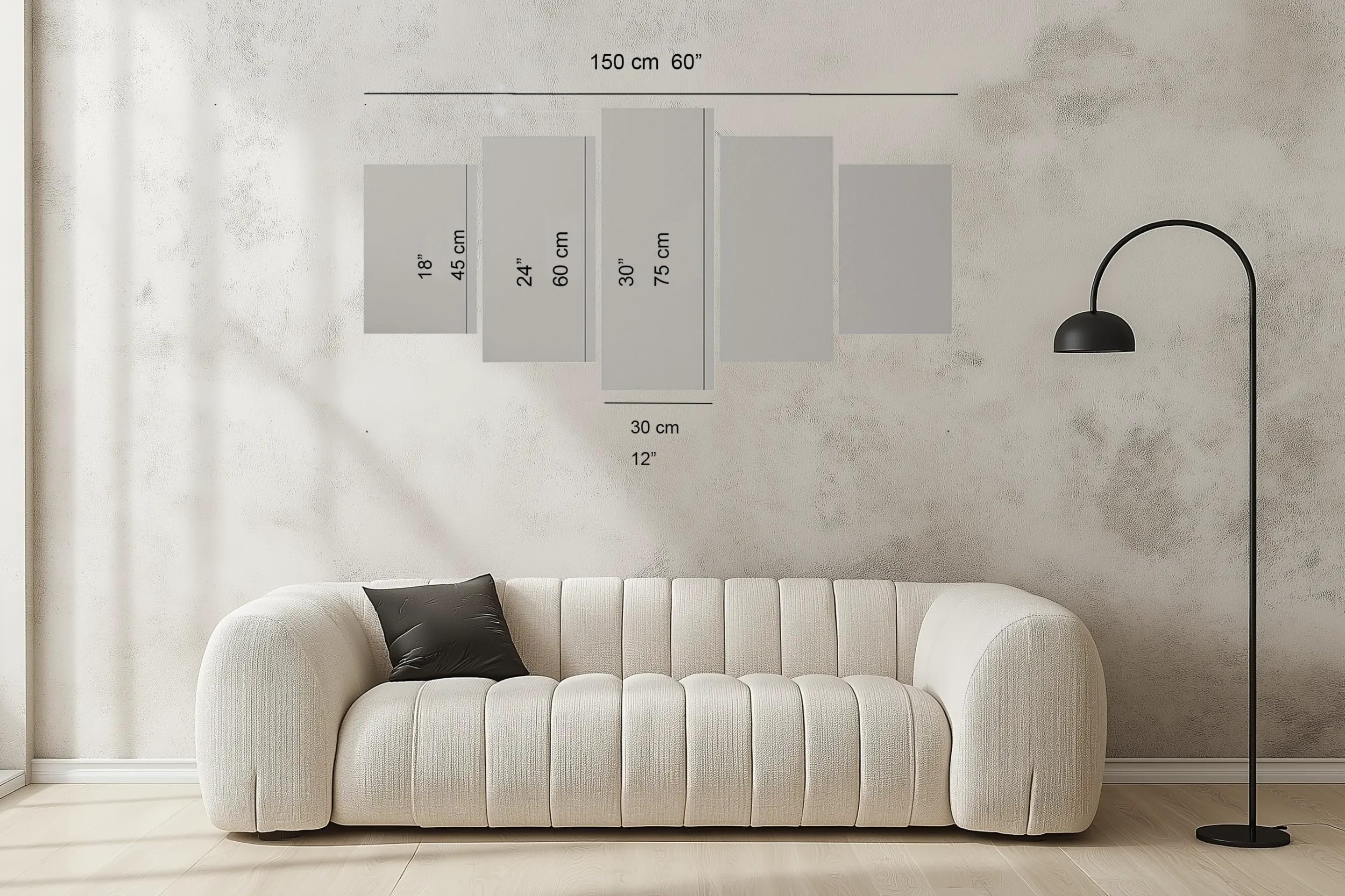 ZORYAN Bilder 150x75 cm 5 Teilig Sonnenuntergang Am Strand Leinwand Gold | Wandbilder Set für Wohnzimmer, Schlafzimmer - Moderne Wanddekoration