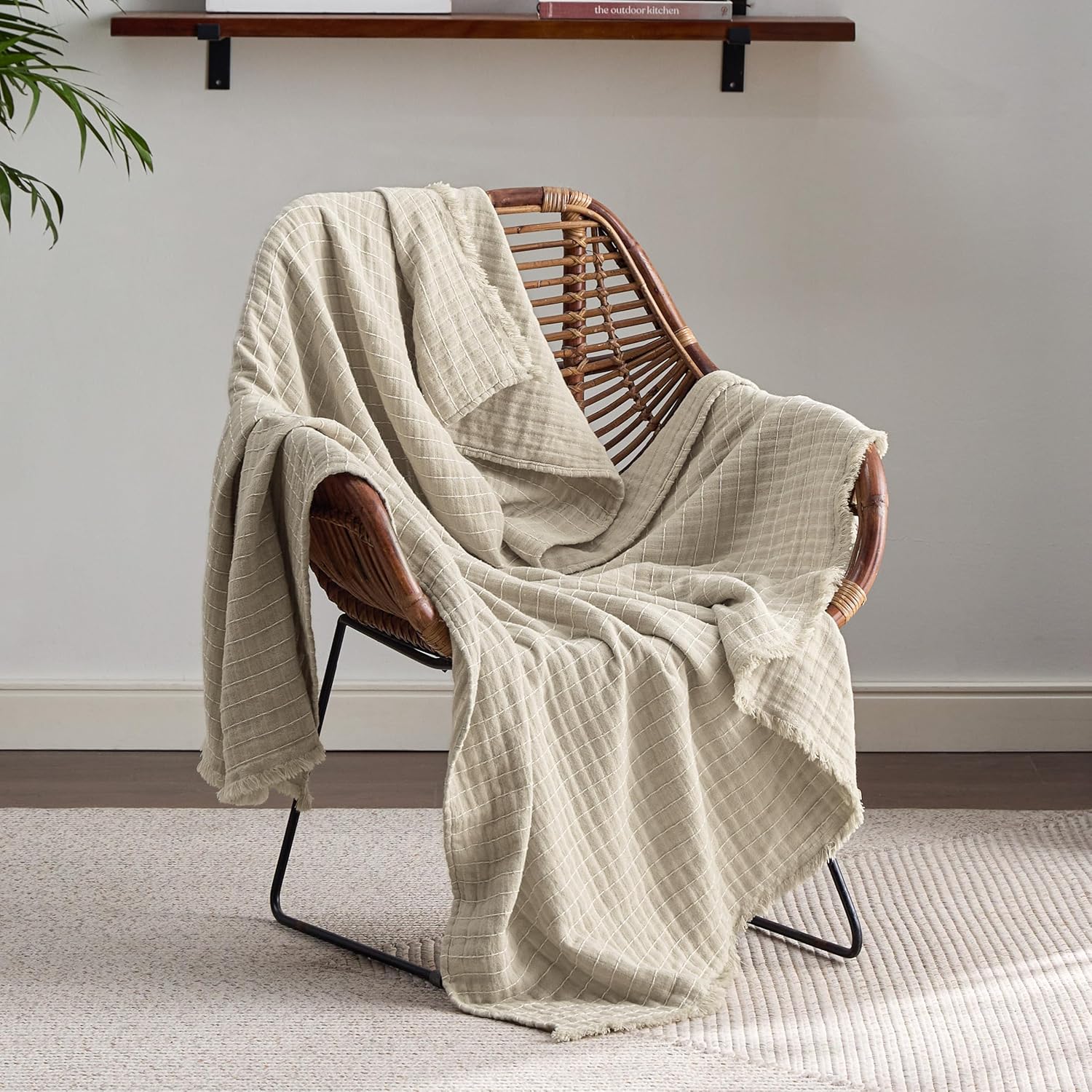 Bedsure 100 Cotton Muslin Blanket Twin Size for Adults