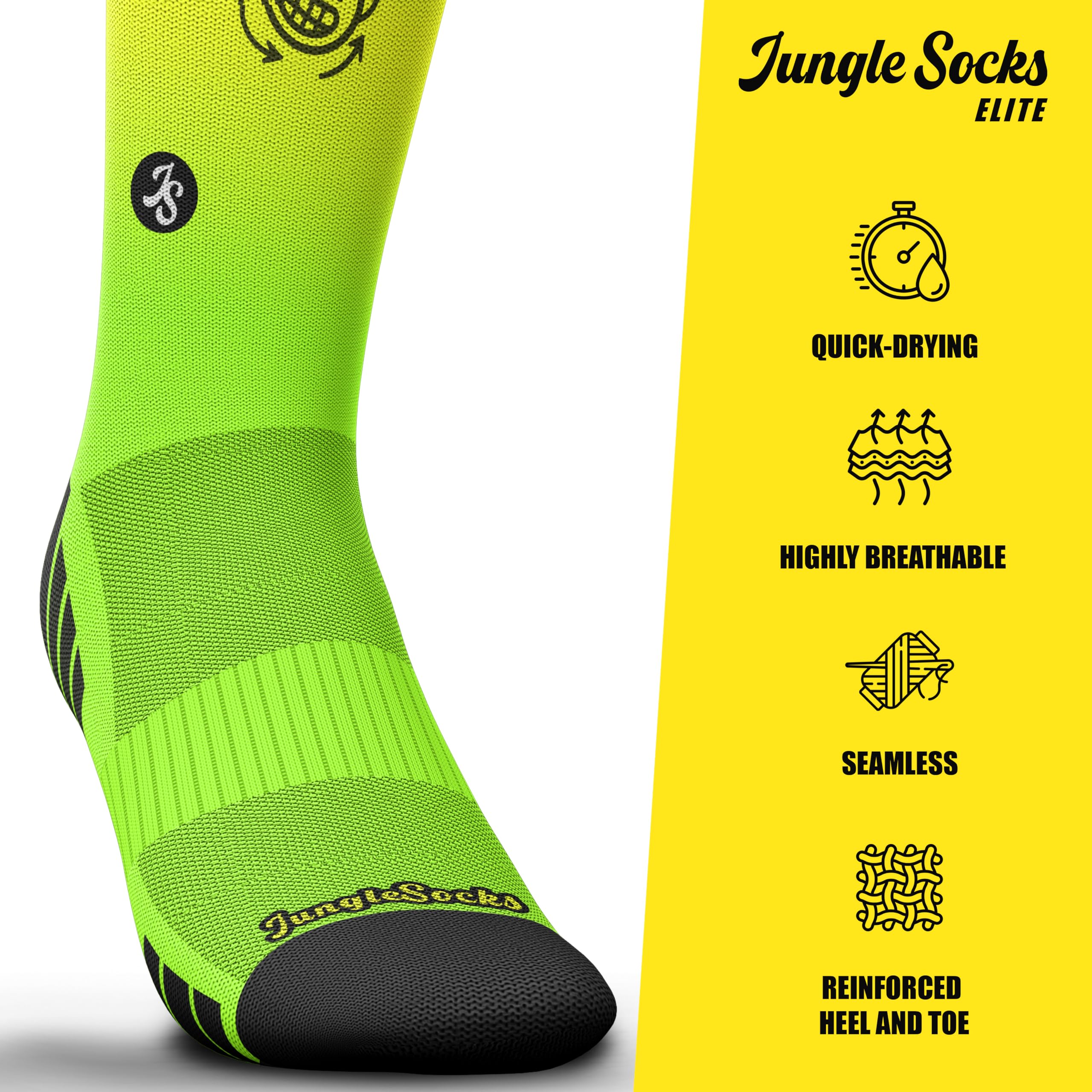Jungle Socks Running Series - Pack de 3 Chaussettes Haute Performance pour Running, Respirantes, Compressives et Renforcées.