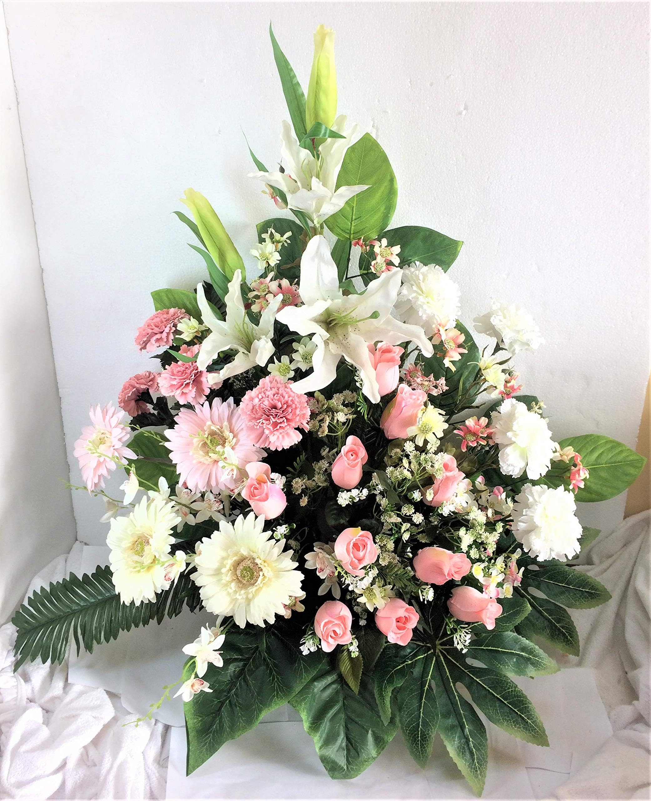 LBA Centre de Fleurs artificielles pour cimetière. Également pour Les églises. Journée spéciale de la Toussaint. Dimensions : 80 x 70 x 45 cm.