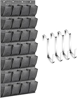 KEETDY 28 Large Pockets Over The Door Shoe Organizer with 4 Hooks for Different Widths Doors, Hanging Shoe Rack Holder for...