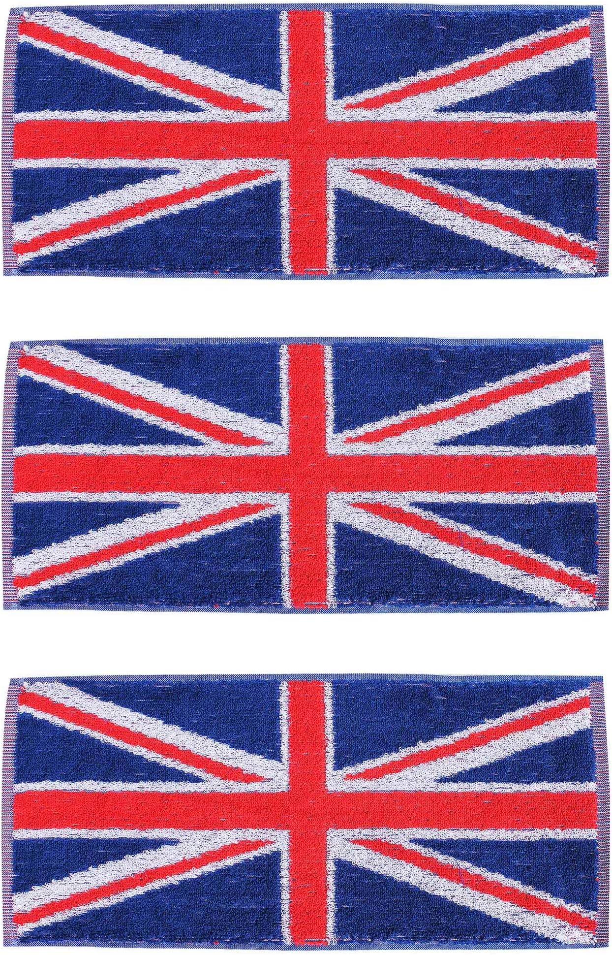United Kingdom Union Jack Bar Towels (Set of 3) - 100% Cotton, Royal Street Party Towels, Flag Design, 50cm x 23cm
