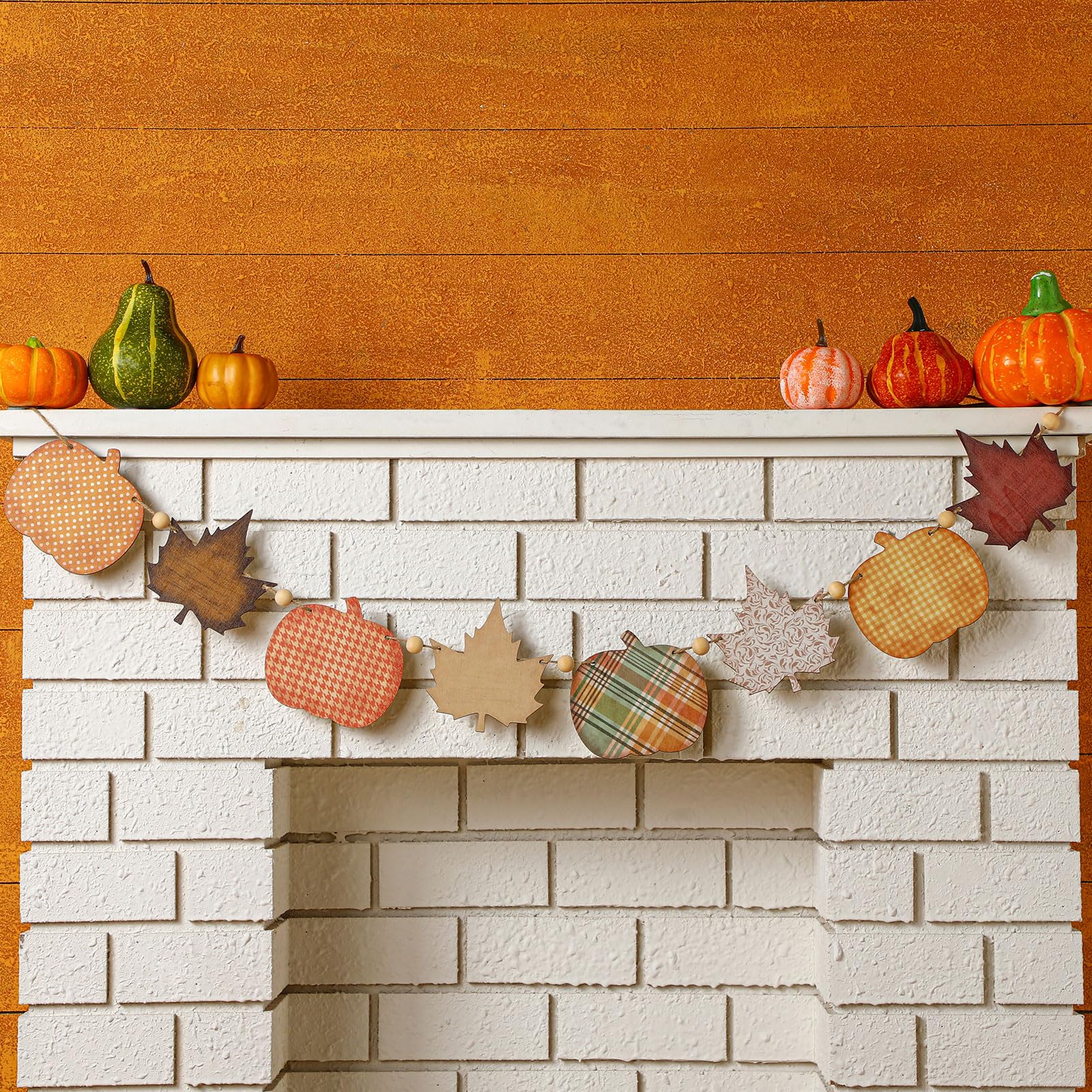 Cinnvoice 8.2 ft Fall Wooden Pumpkin Garland