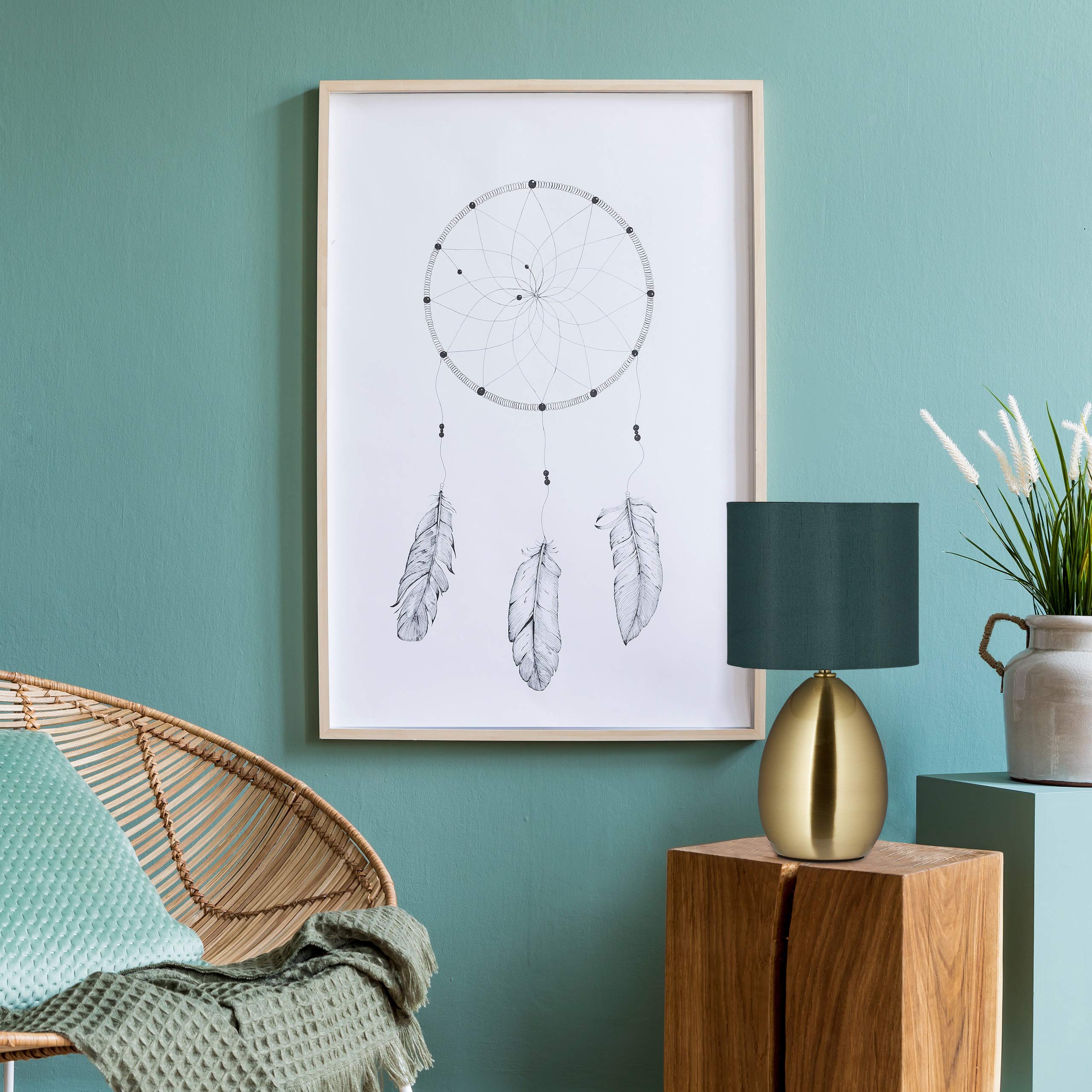 Relaxdays Lampada da Tavolo, Luce con Funzione Touch Regolabile, Moderna, 3 Livelli, E14, HxD: 33,5 x 18 cm, Ottone