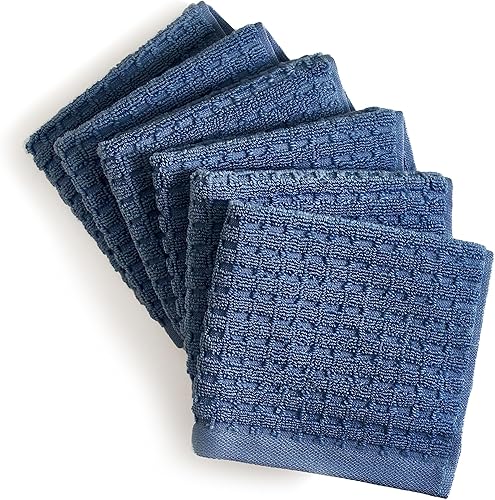 Miniatura 4 de DKNY Paquete de 6 toallas 100 % algodón, 12 x 12 pulgadas, mezclilla de secado rápido