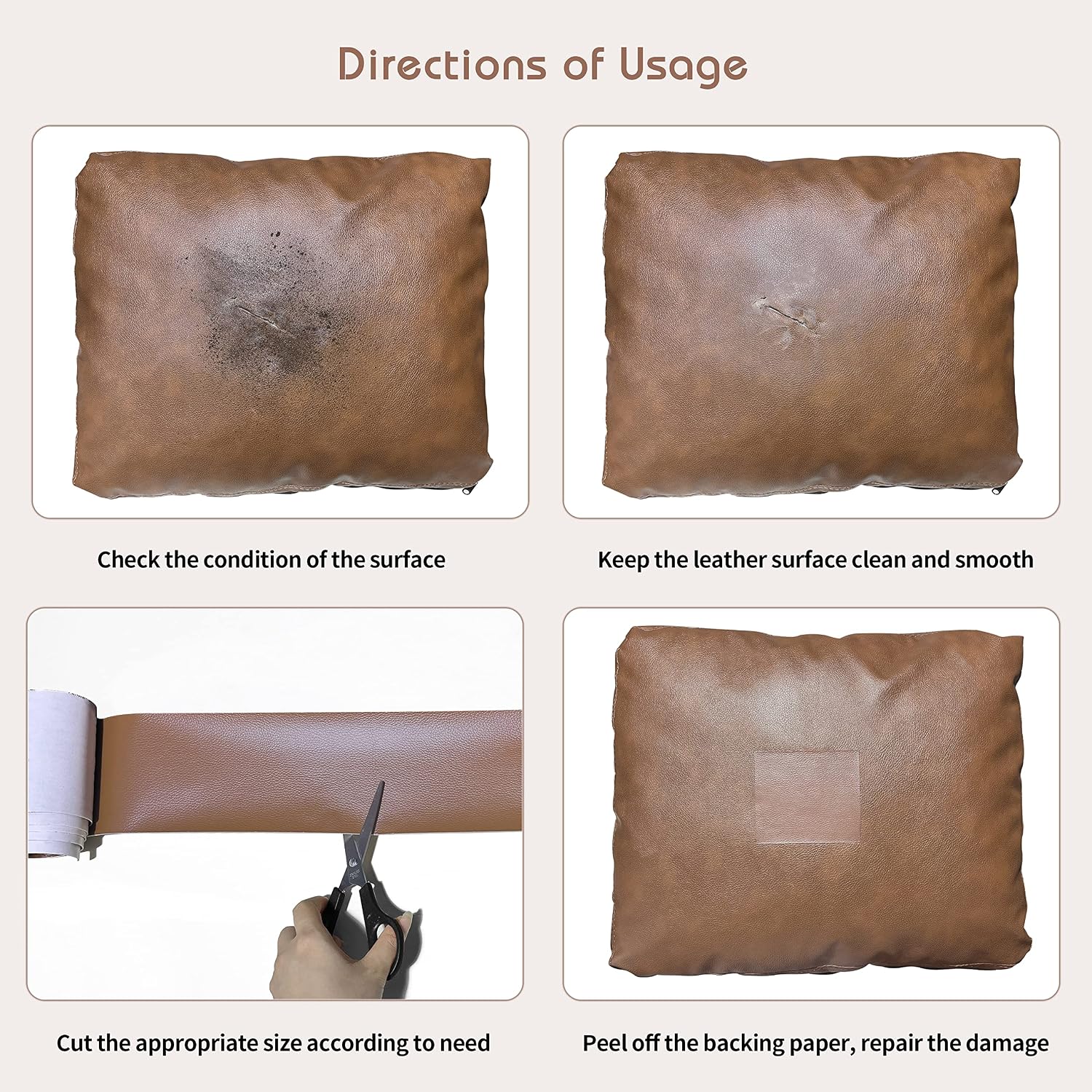 KING MOUNTAIN Leather Repair Patch,4 x 63 Inches self Adhesive Leather Repair Tape for Damaged Leather Furniture, Sofa Seating,Car Seats, Leather Goods（Fine Grained Dark Brown）