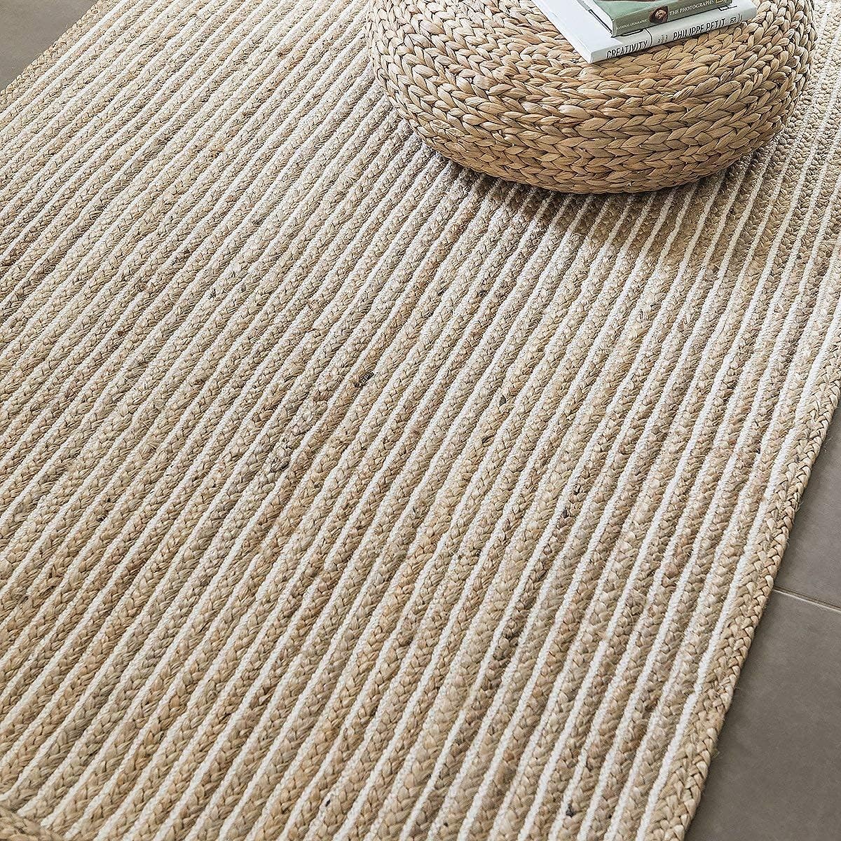 Catract Premium Bedside Runner Collection, Braided Reversible Jute Cotton Carpet, Hand Woven Classic Rug, Kitchen Rugs, Rugs for Living & Bedroom (2X6 Feet)