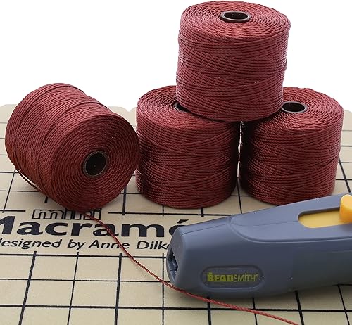 Miniatura 6 de The Beadsmith S-Lon #18 - Cordón color Sienna - Tubo de 4 carretes - 77 yardas - Ideal para atar cuentas de ganchillo y joyas de micro macramé -
