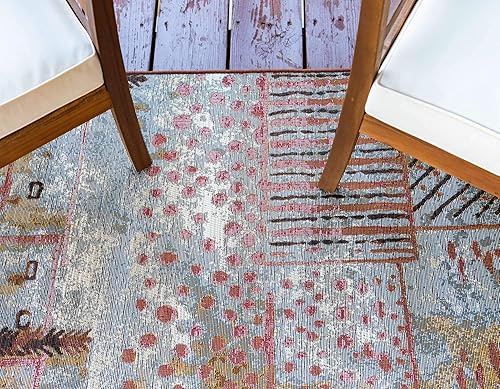 Miniatura 5 de Unique Loom - Alfombra colección de círculos abstractos, de transición para interiores y exteriores, beige, Polipropileno, Multioliva