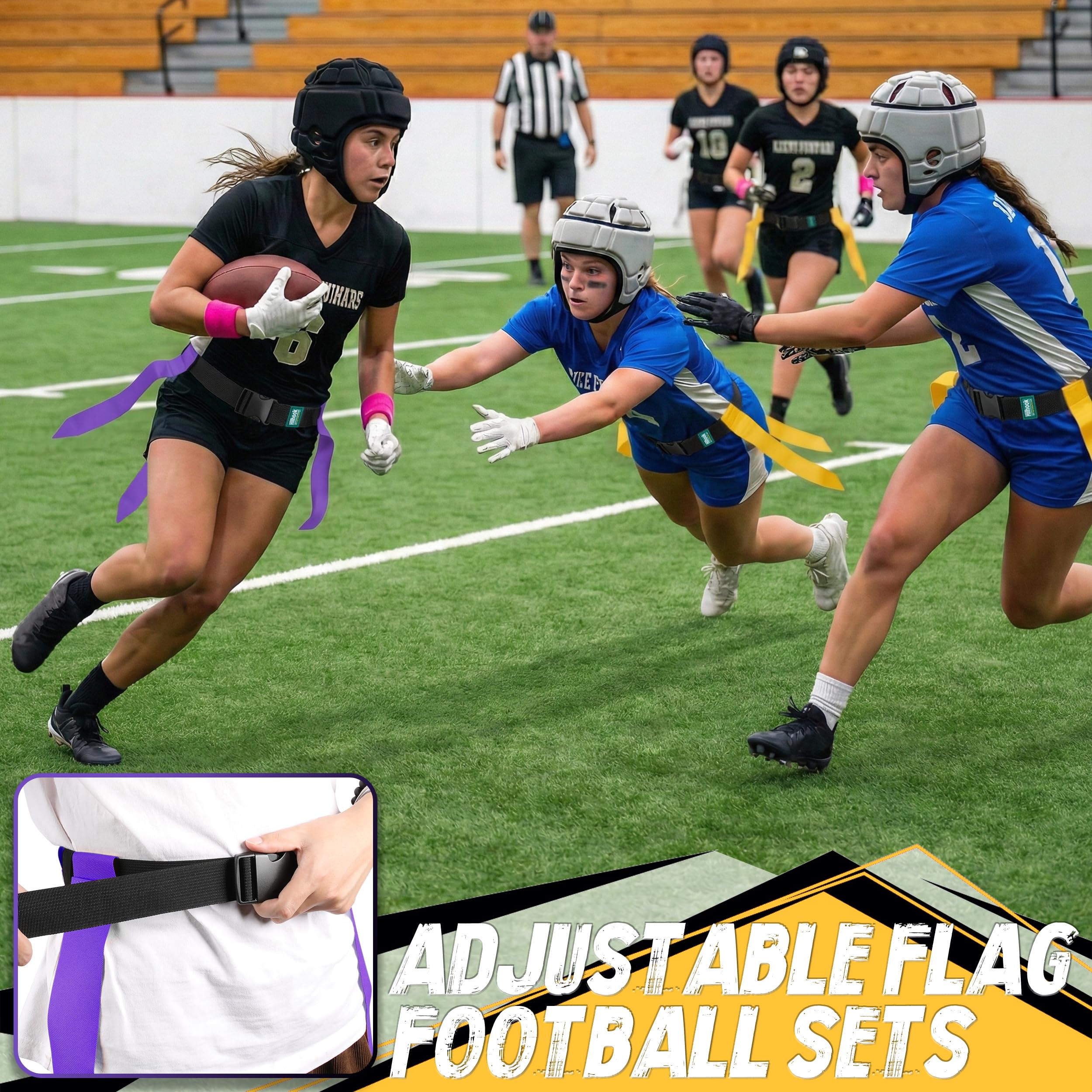 Set di cinture da calcio per 14 giocatori, con 42 bandiere, per bambini, ragazzi e adulti, per allenamento (giallo e viola), Giallo e viola, 114 cm