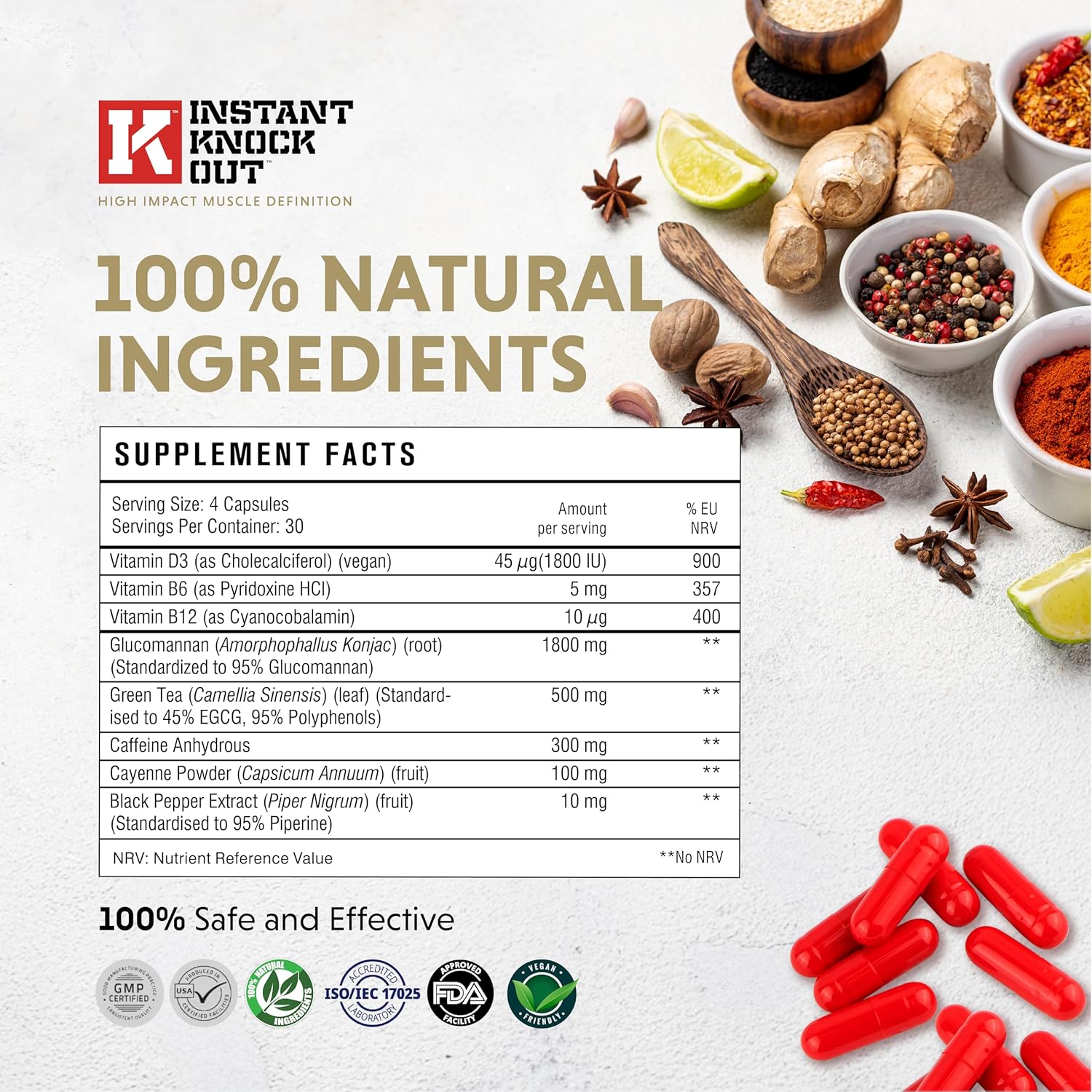 Instant Knockout - Fat Burner Weight Loss Shredding Formula - All Natural Ingredients