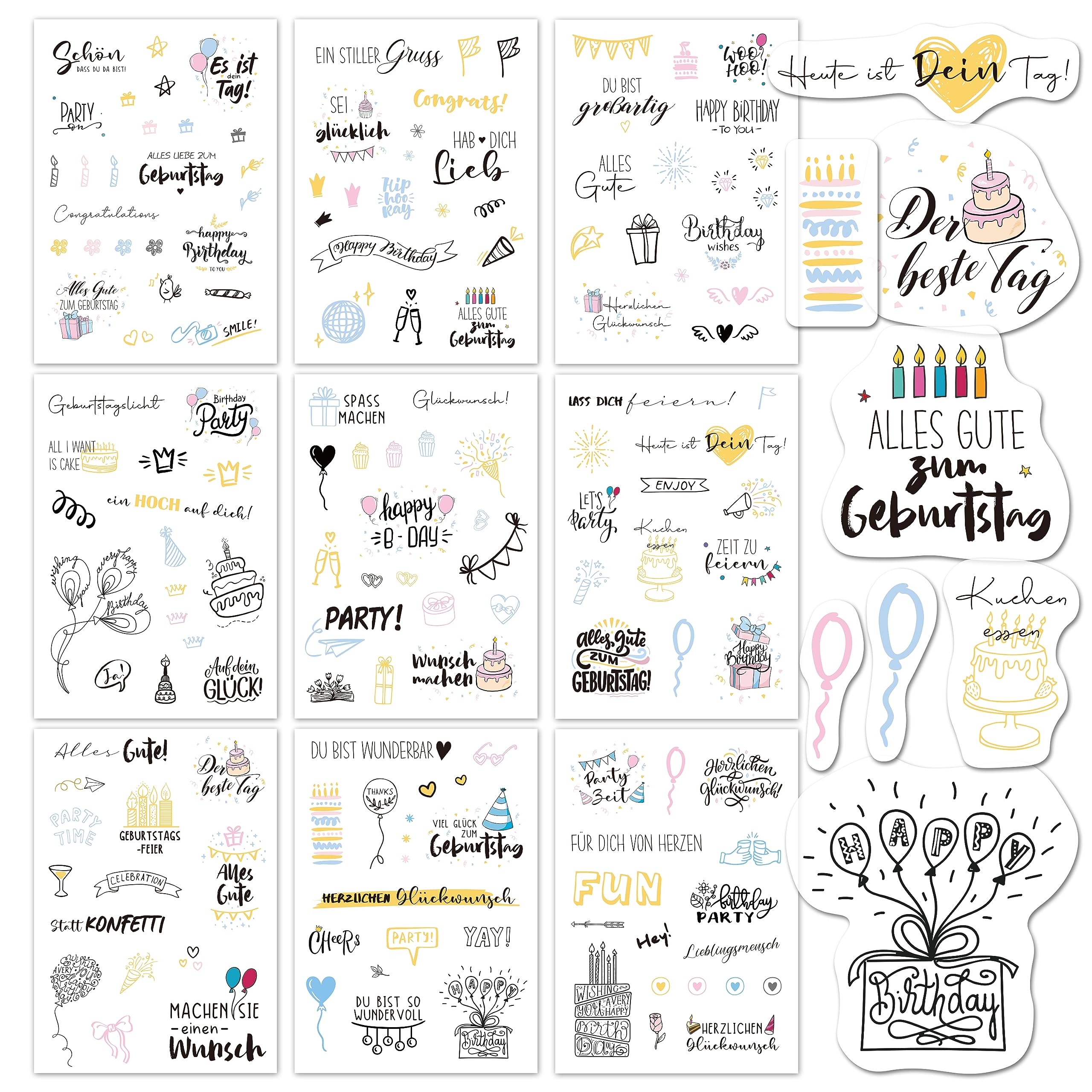 BIROYAL 8 Bögen Sticker Hochzeite Gästebuch (200+ Motive) &