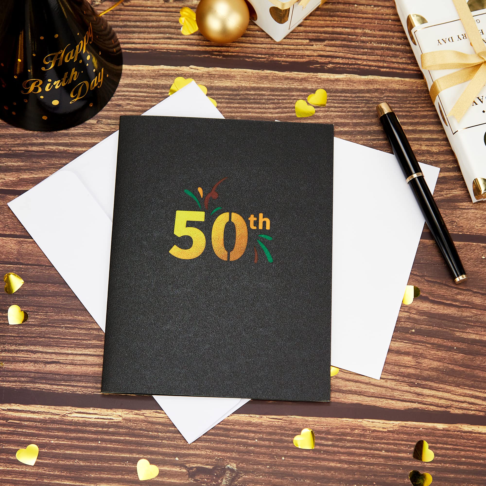 3D Pop-Up Geburtstagskarte 'Happy 50th Birthday' – Für Ihn Oder Sie, Inkl. Umschlag & Blanko-Karte