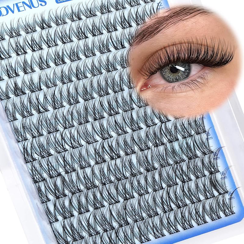 Goddvenus Cílios Postiços em Tufos Wispy D Curl de 10 a 16 mm com Faixa de Algodão, 144 unidades