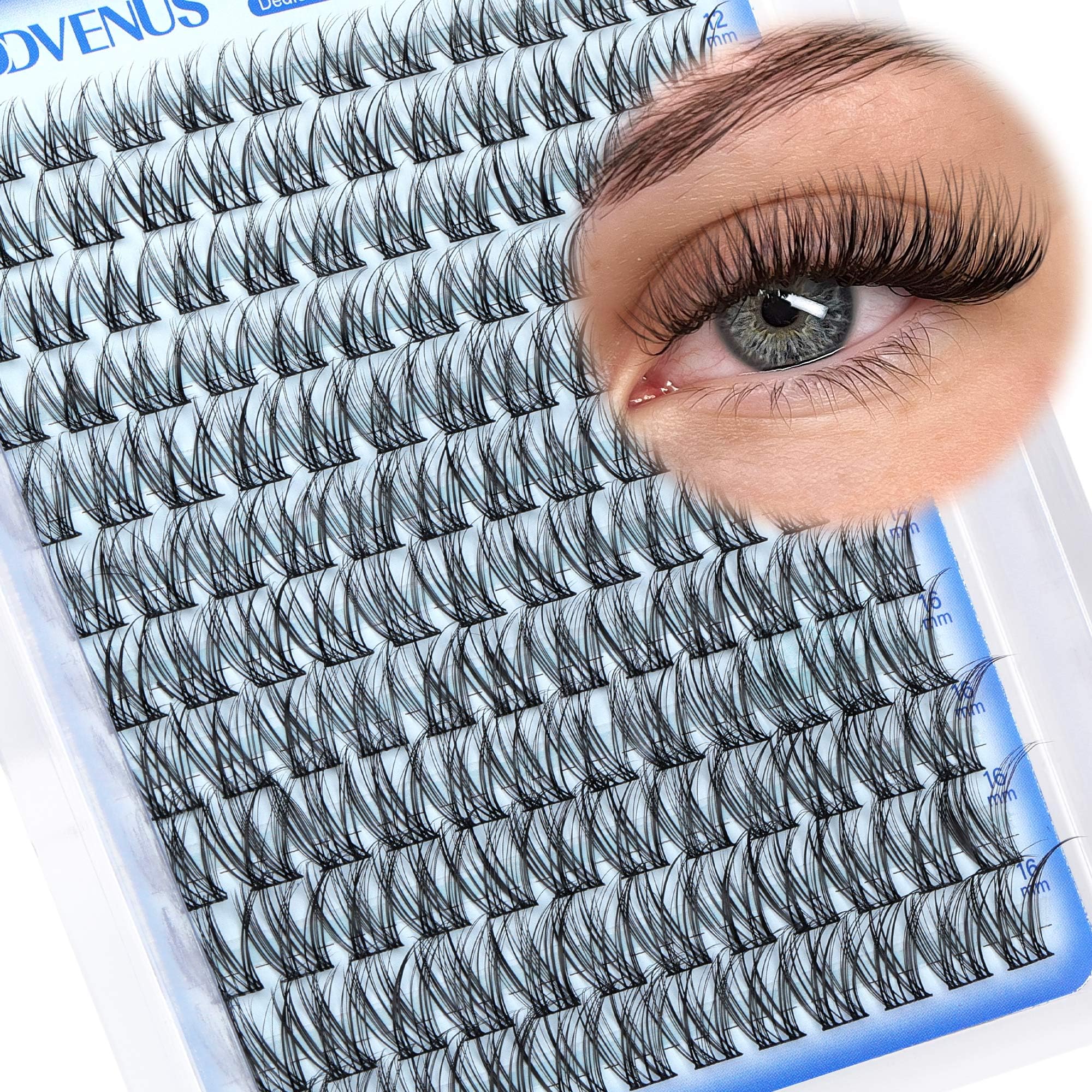 Goddvenus Wispy Lash Clusters 10-16mm Lashes Clusters Eyelash Extensions Natural Individual Lashes 144pcs D Curl Lash Extension DIY Soft Comfortable