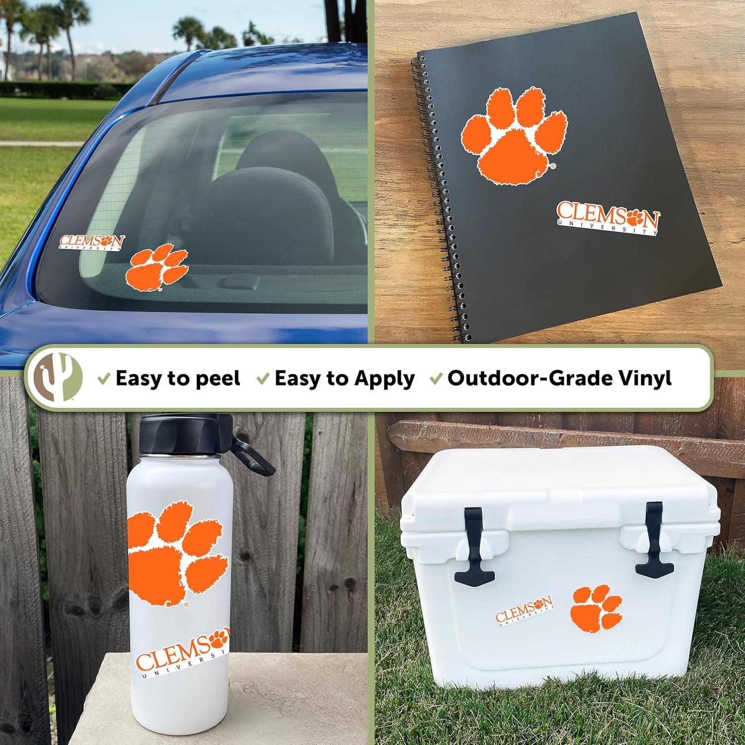 Desert Cactus Clemson University Tigers Sticker Vinyl Decal Laptop Water Bottle Car Scrapbook (4 Inch Set V1) - Image 2