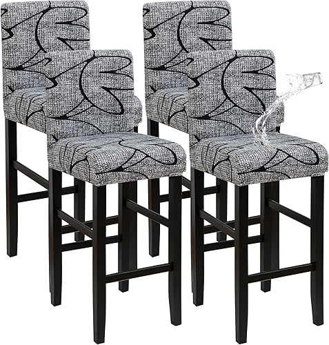 Miniatura 27 de FORCHEER - Juego de 2 fundas para taburete de bar con respaldos, aspecto de cuero, para taburetes de bar de respaldo corto, extraíbles y lavables (2