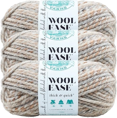 Vista 292 de Lion Brand Yarn Wool-Ease Thick & Quick Yarn - 318.2 ft, Graphite Grafito