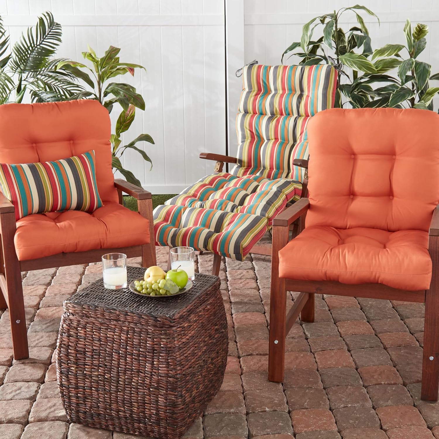 Greendale Home Fashions Outdoor 42x21-inch Seat/Back Chair Cushion, Sunrise