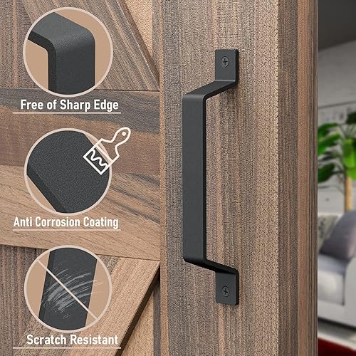 Miniatura 3 de Manijas de puerta de granero de 8 pulgadas - Tiradores de puerta para cercas de madera, cobertizo, puerta corredera de garaje - Tirador de estilo