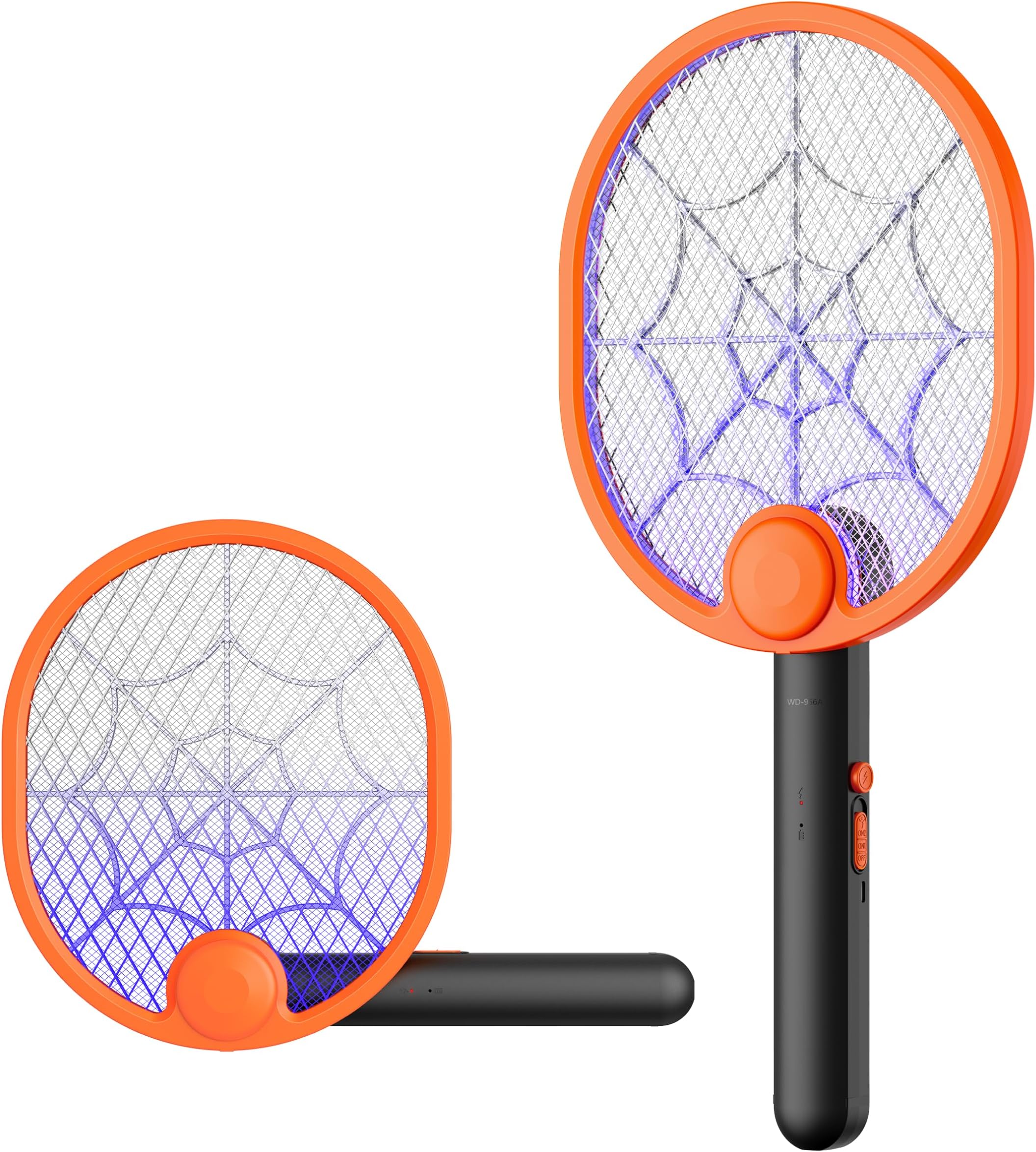 Buzbug Electric Fly Swatter, Foldable Fly Killer Electric Mosquito Swatter USB-C Rechargeable Bug Zapper Racket for Home Indoor and Outdoor Large Surface Fly Zapper Racket with 3-layer Dense Mesh