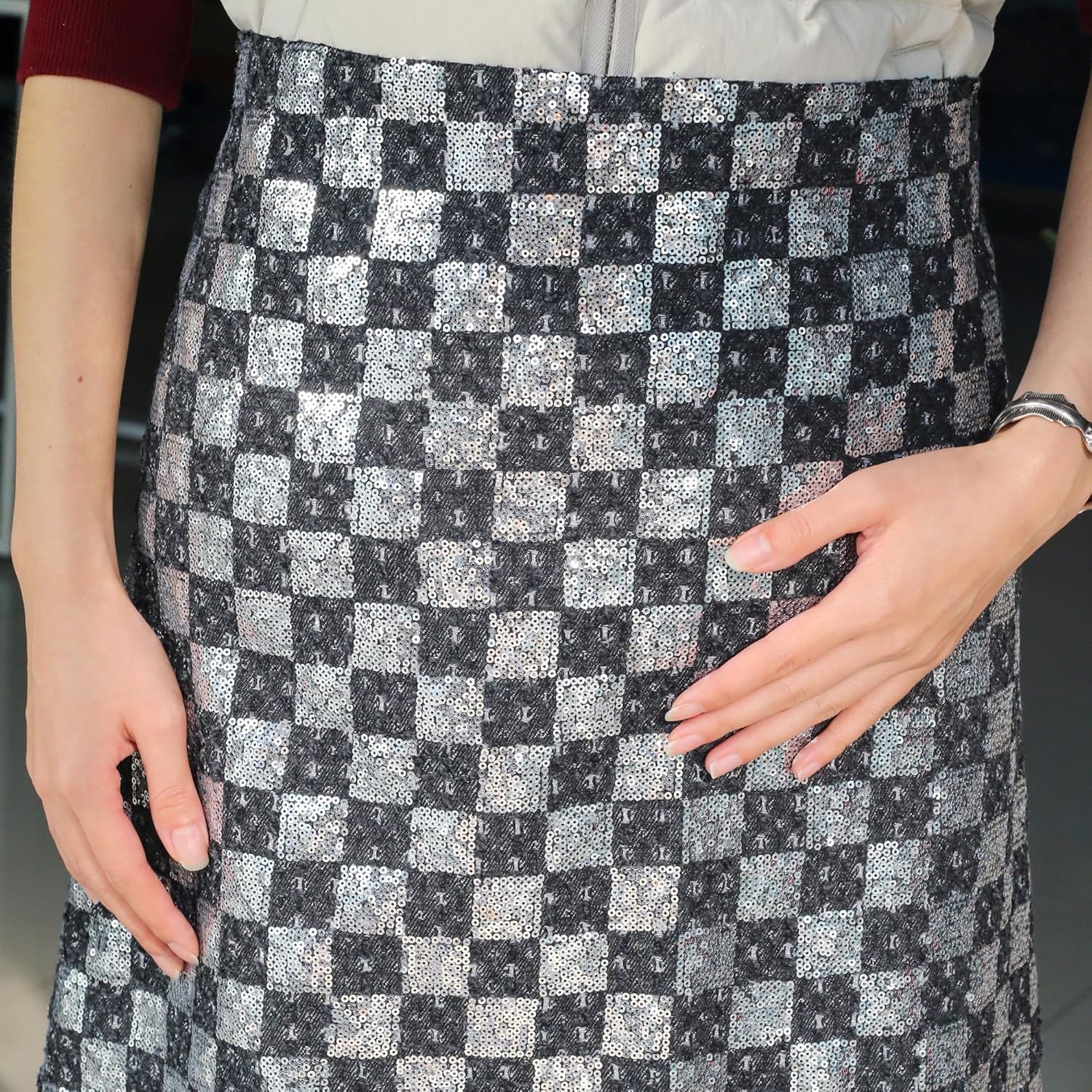 Black Sequin Cotton Denim Fabric,59 Inch Width,10oz Weight, Embroidered Patchwork, Washed Finish Springy Finish for Retro Clothing,DIY Sewing,Jackets,Jeans,Bag (3 Yard pre Cut)