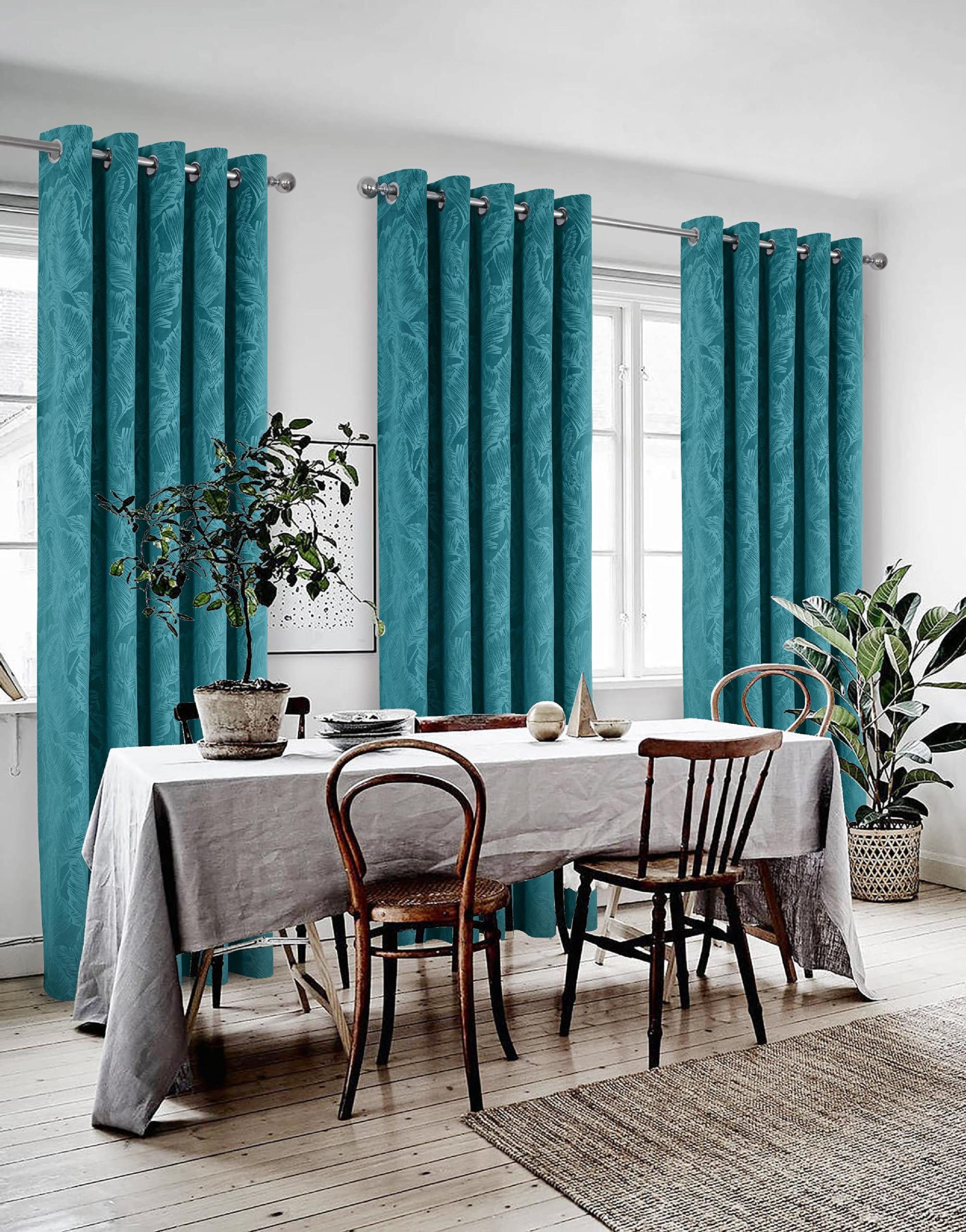 always4u Velvet Curtains Teal Pair 66x90 Drop, Thermal Insulated Heavy Eyelet 2 Panels for Bedroom (Teal,66x90) - Image 3