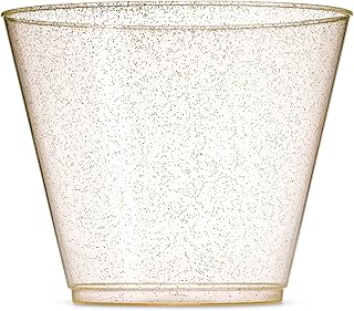 100 Glitter Plastic Cups Disposable