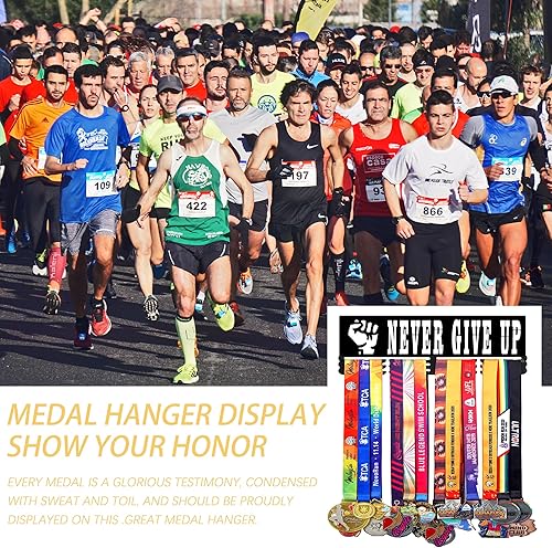 Vista 63 de Goutoports Estante de exhibición para colgar medallas, organizador personalizado de cinta de premios para corredores de carreras deportivas, placas