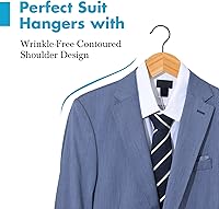 Vista 4 de JS HOME Paquete de 20 perchas de madera resistente con acabado extra suave, muescas cortadas con precisión y gancho giratorio negro de 360 grados