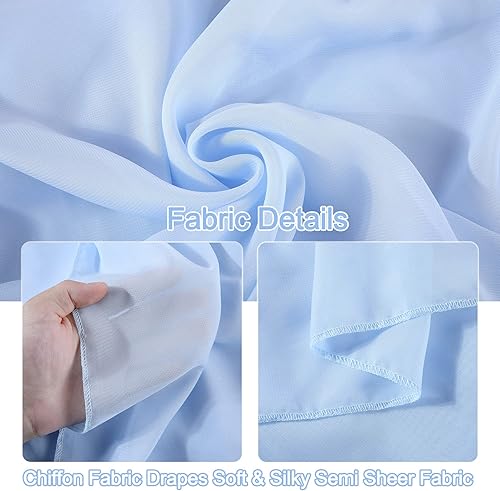 Miniatura 6 de Tela drapeada para arco de boda, 1 panel de 18 pies, cortina de telón de fondo transparente azul bebé, cortinas de tela de gasa, cortinas de