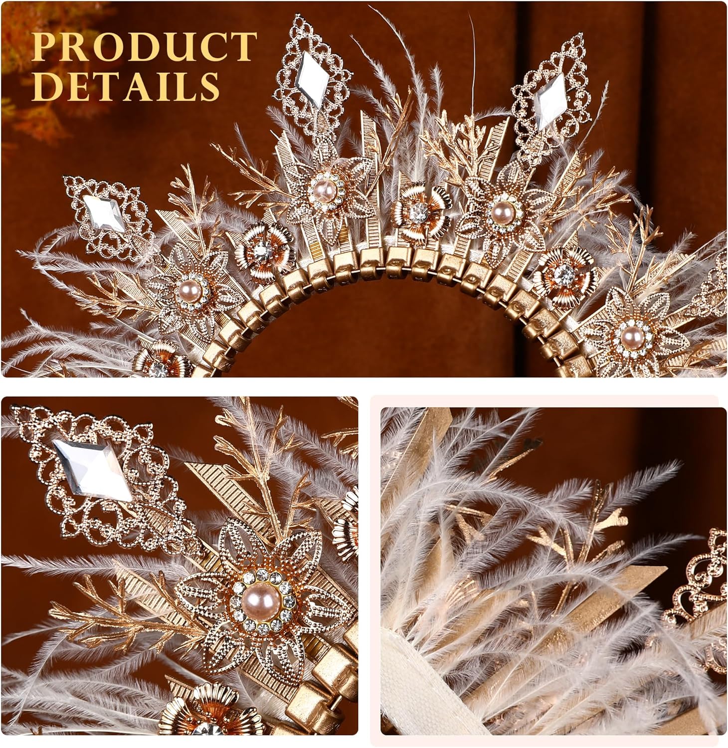 Fantasy Halo Crown Hedpiece - Handmade Zip Tie Greek Goddess Feather Crown Renfaire Spiked Headband for Halloween - Image 6